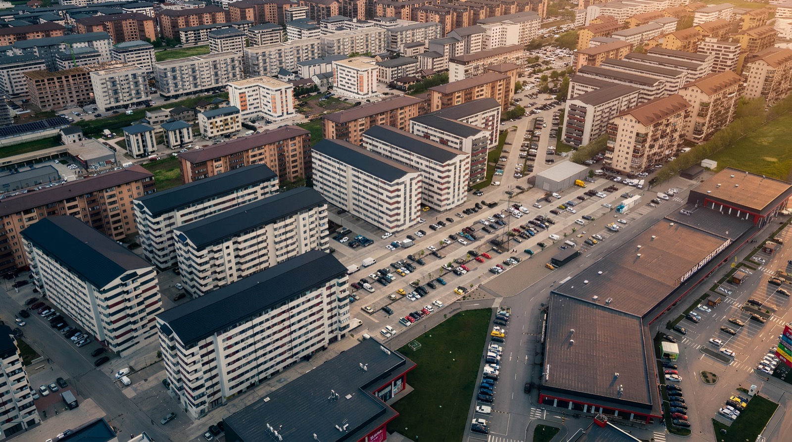 Vedere aeriană de zi a ansamblului Avangarde City